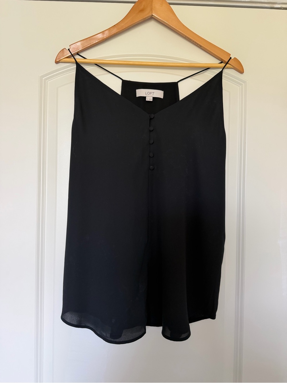LOFT Black Silk-Like Spaghetti Strap Cami